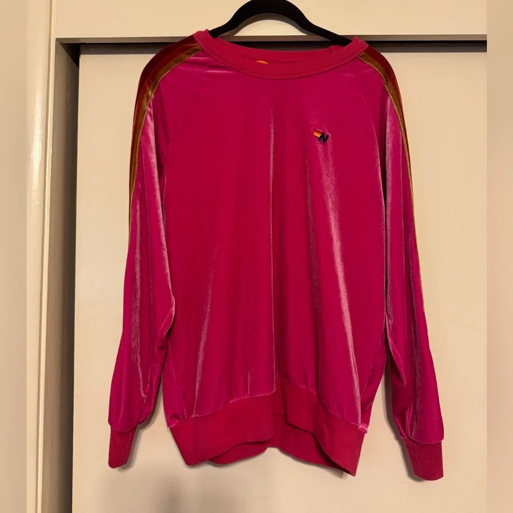 CLASSIC VELVET RELAXED SWEATSHIRT - PINK - Picture 4 of 6